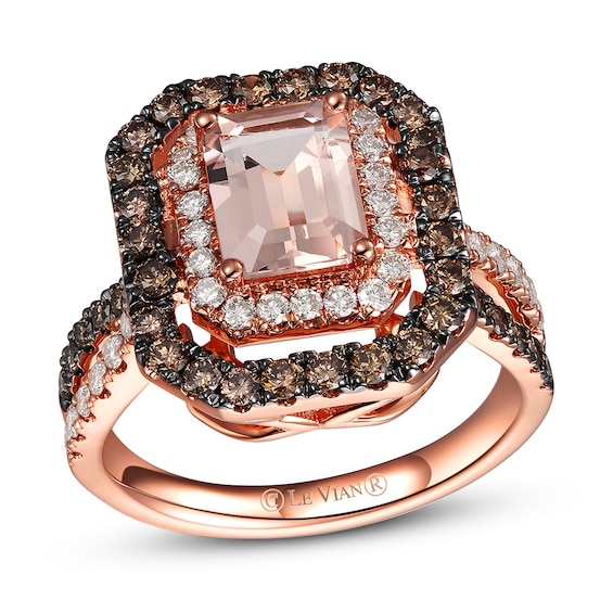 Le Vian Morganite RIng 1-1/6 ct tw Diamonds 14K Strawberry Gold