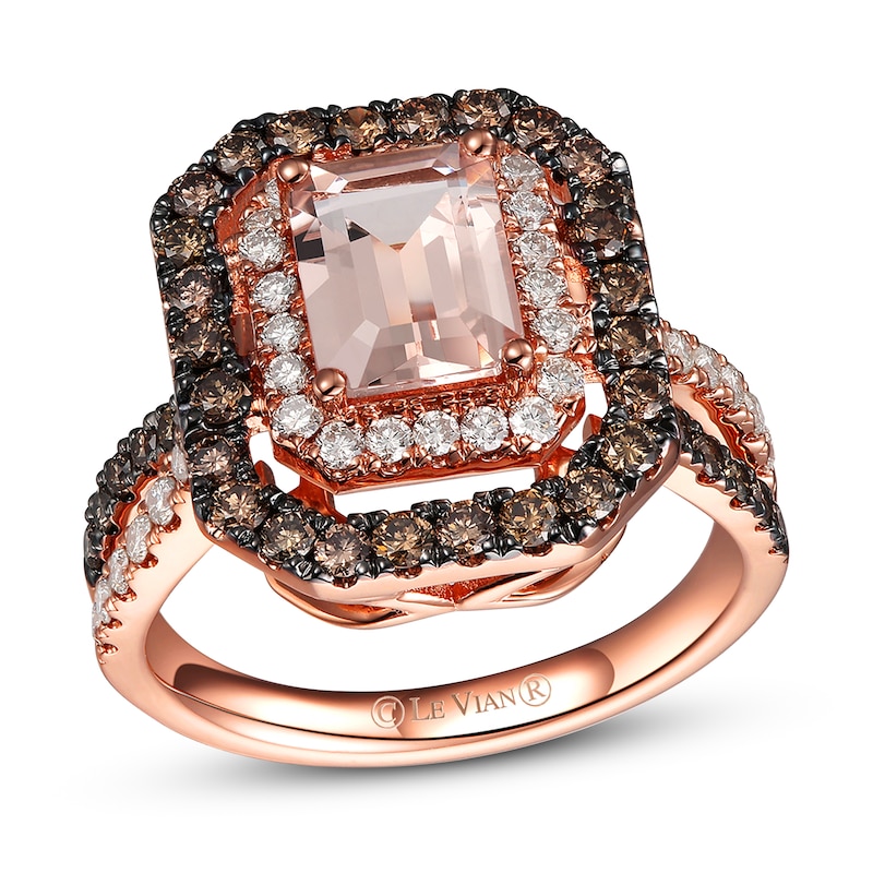 Main Image 1 of Le Vian Morganite RIng 1-1/6 ct tw Diamonds 14K Strawberry Gold