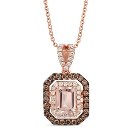 Le Vian Morganite Necklace 1 ct tw Diamonds 14K Strawberry Gold 18&quot;