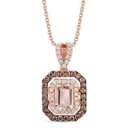 Le Vian Morganite Necklace 1 ct tw Diamonds 14K Strawberry Gold 18"