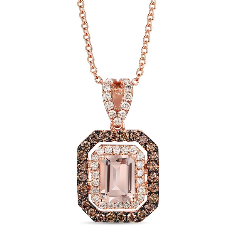 Le Vian Morganite Necklace 1 ct tw Diamonds 14K Strawberry Gold 18"