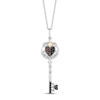 Thumbnail Image 1 of Disney Treasures Alice in Wonderland Diamond & Garnet Key Necklace 1/10 ct tw Sterling Silver & 10K Yellow Gold