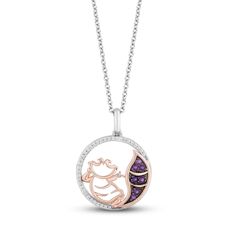 Main Image 1 of Disney Treasures Alice in Wonderland &quot;Cheshire Cat&quot; Diamond & Amethyst Necklace 1/10 ct tw Sterling Silver/10K Rose Gold