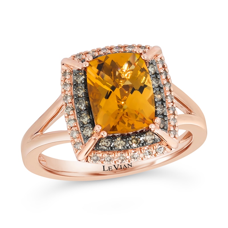 Main Image 1 of Le Vian Citrine Ring 1/4 ct tw Diamonds 14K Strawberry Gold