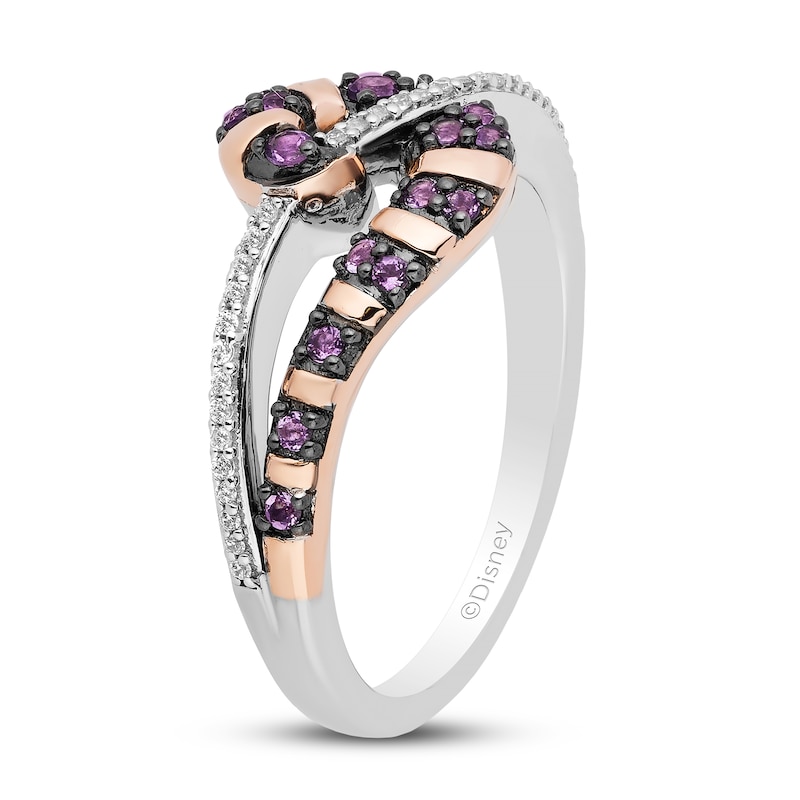 Disney Treasures Alice in Wonderland "Cheshire Cat" Amethyst & Diamond Ring 1/10 ct tw Sterling Silver & 10K Rose Gold