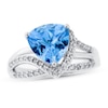 Thumbnail Image 1 of Swiss Blue Topaz Ring 1/4 ct tw Diamonds Sterling Silver
