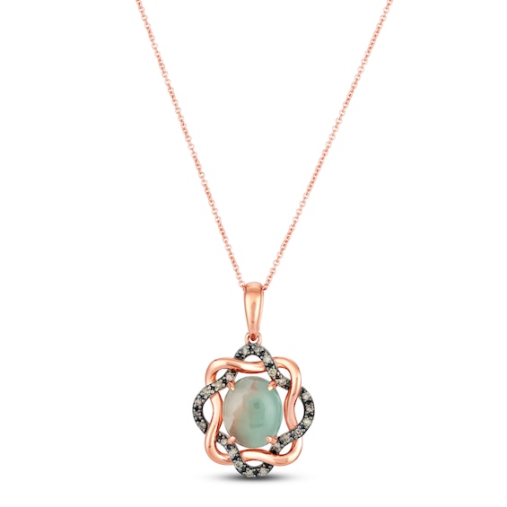 Le Vian Aquaprase & Diamond Necklace 1/5 ct tw 14K Strawberry Gold 18"