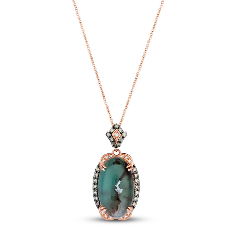 Main Image 1 of Le Vian Aquaprase & Diamond Necklace 1/4 ct tw 14K Strawberry Gold 18&quot;