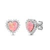 Thumbnail Image 0 of Pink Lab-Created Opal & White Lab-Created Sapphire Heart Earrings Sterling Silver