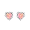 Thumbnail Image 2 of Pink Lab-Created Opal & White Lab-Created Sapphire Heart Earrings Sterling Silver