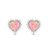 Thumbnail Image 1 of Pink Lab-Created Opal & White Lab-Created Sapphire Heart Earrings Sterling Silver