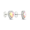 Thumbnail Image 3 of Pink Lab-Created Opal & White Lab-Created Sapphire Heart Earrings Sterling Silver