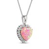 Thumbnail Image 1 of Pink Lab-Created Opal & White Lab-Created Sapphire Heart Necklace Sterling Silver 18"