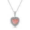 Thumbnail Image 2 of Pink Lab-Created Opal & White Lab-Created Sapphire Heart Necklace Sterling Silver 18"