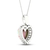 Thumbnail Image 3 of Pink Lab-Created Opal & White Lab-Created Sapphire Heart Necklace Sterling Silver 18"
