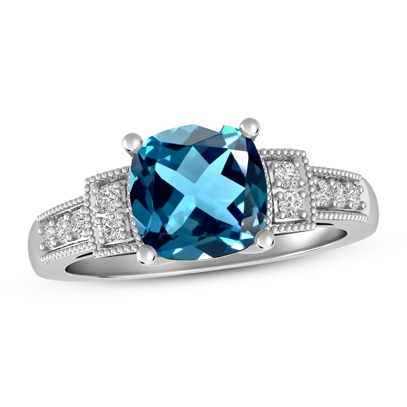 Main Image 1 of Blue & White Topaz Ring Sterling Silver