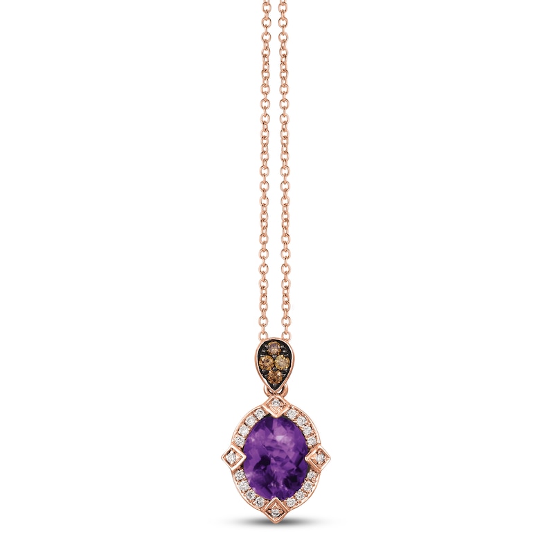 Le Vian Amethyst Necklace 1/6 ct tw Diamonds 14K Strawberry Gold 18"