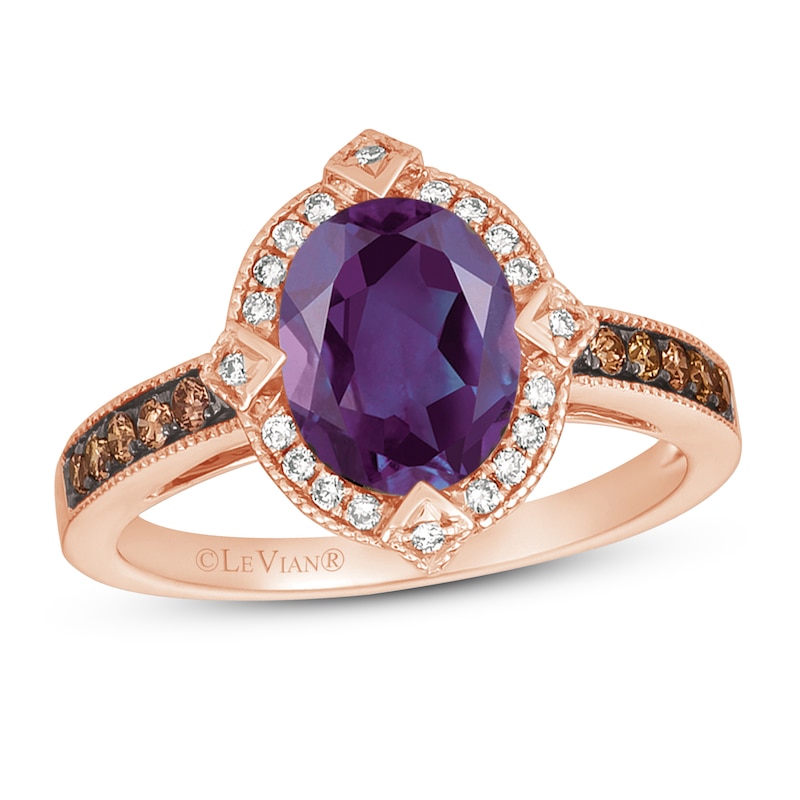 Main Image 1 of Le Vian Amethyst Ring 1/4 ct tw Diamonds 14K Strawberry Gold