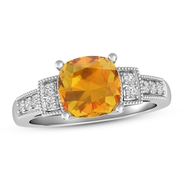Citrine & White Topaz Ring Sterling Silver