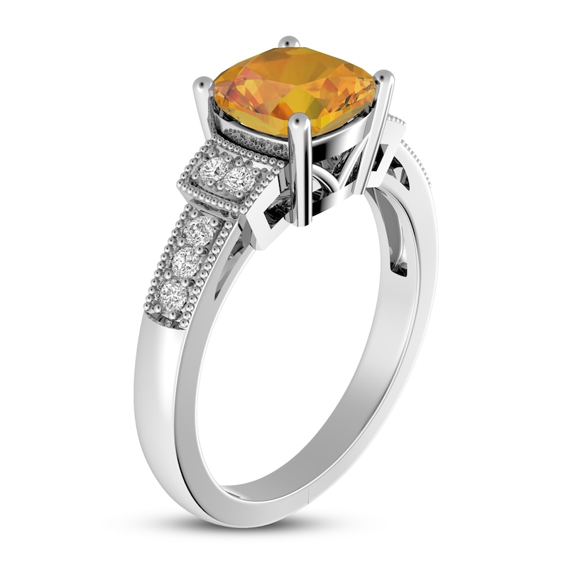 Citrine & White Topaz Ring Sterling Silver