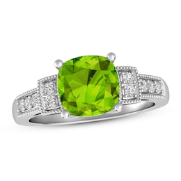 Peridot & White Topaz Ring Sterling Silver