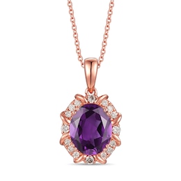 Le Vian Amethyst Necklace 1/8 ct tw Diamonds 14K Strawberry Gold 18"