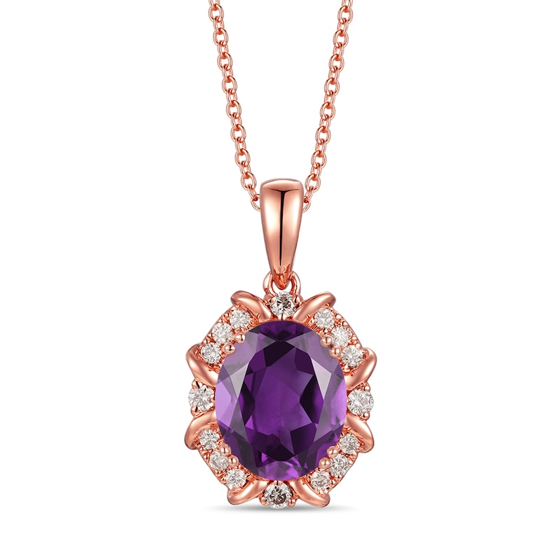 Main Image 1 of Le Vian Amethyst Necklace 1/8 ct tw Diamonds 14K Strawberry Gold 18&quot;