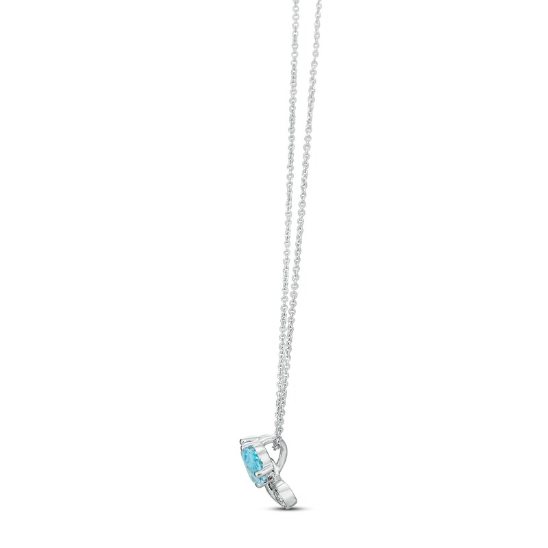 Le Vian Blue Topaz Butterfly Necklace 1/10 ct tw Diamonds 14K Vanilla Gold 18"