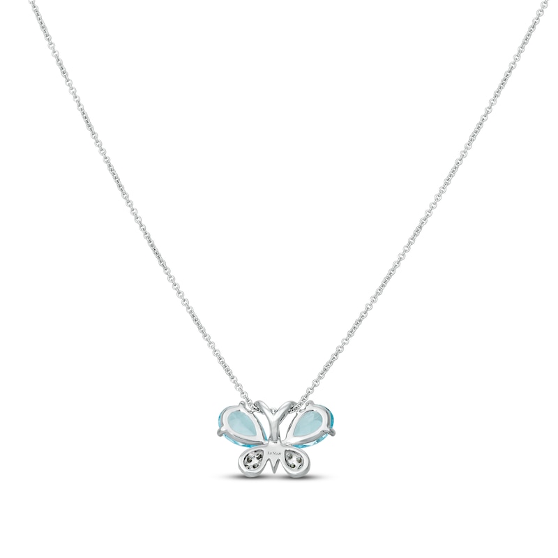 Le Vian Blue Topaz Butterfly Necklace 1/10 ct tw Diamonds 14K Vanilla Gold 18"