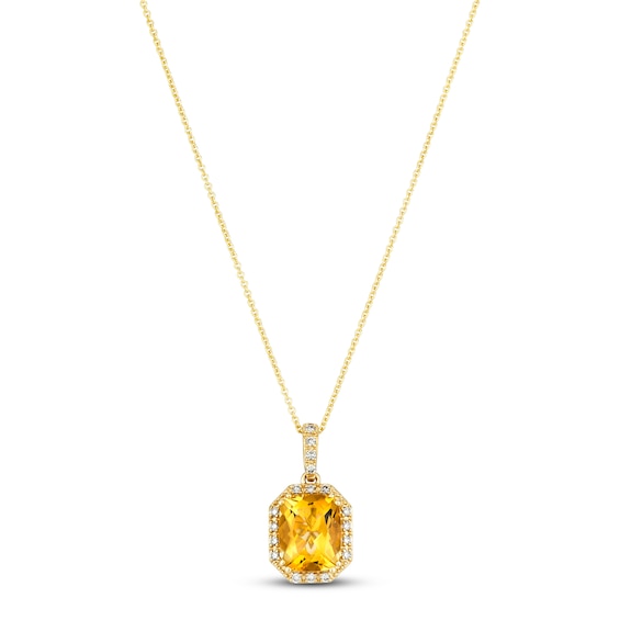 Le Vian Citrine Necklace 1/6 ct tw Diamonds 14K Honey Gold 18"