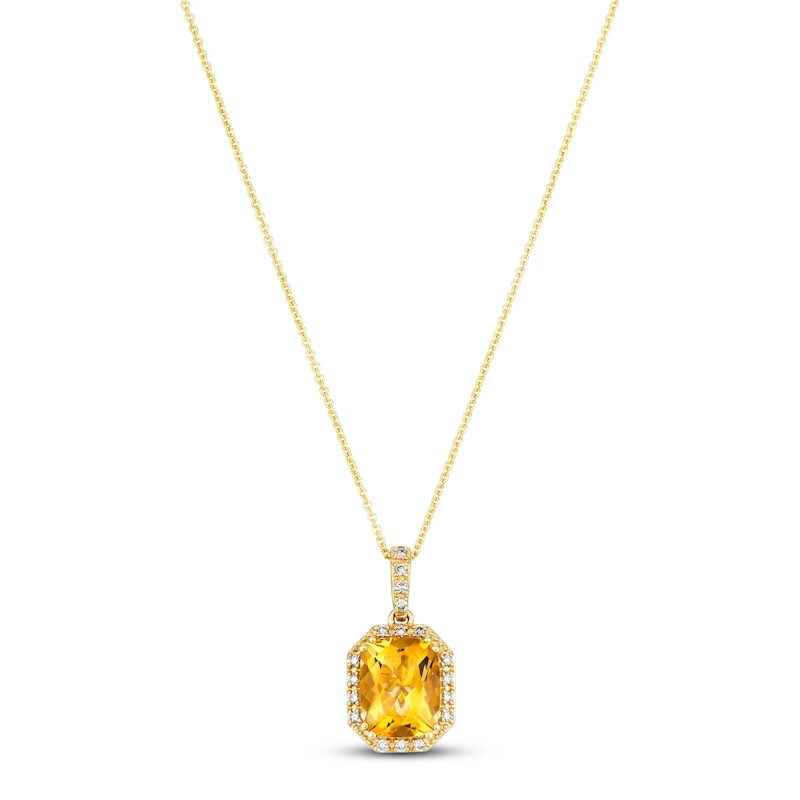 Main Image 1 of Le Vian Citrine Necklace 1/6 ct tw Diamonds 14K Honey Gold 18&quot;