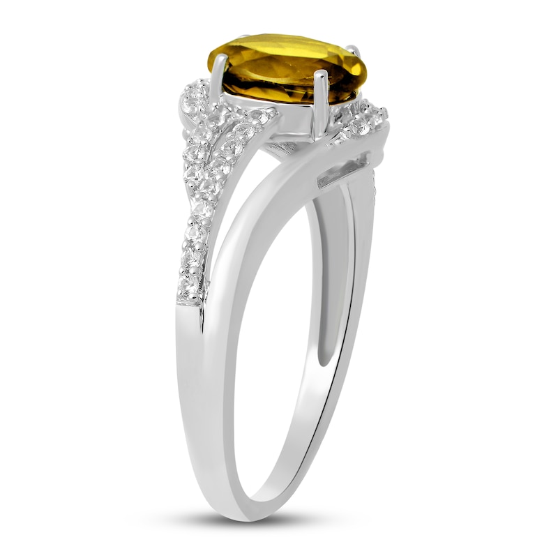 Main Image 2 of Citrine & White Lab-Created Sapphire Ring Sterling Silver