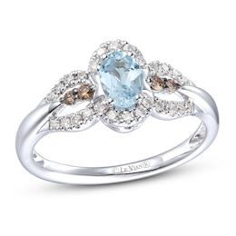 Le Vian Blue Topaz Ring 1/5 ct tw Diamonds 14K Vanilla Gold
