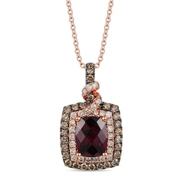 Le Vian Rhodolite Necklace 7/8 ct tw Diamonds 14K Strawberry Gold 18"