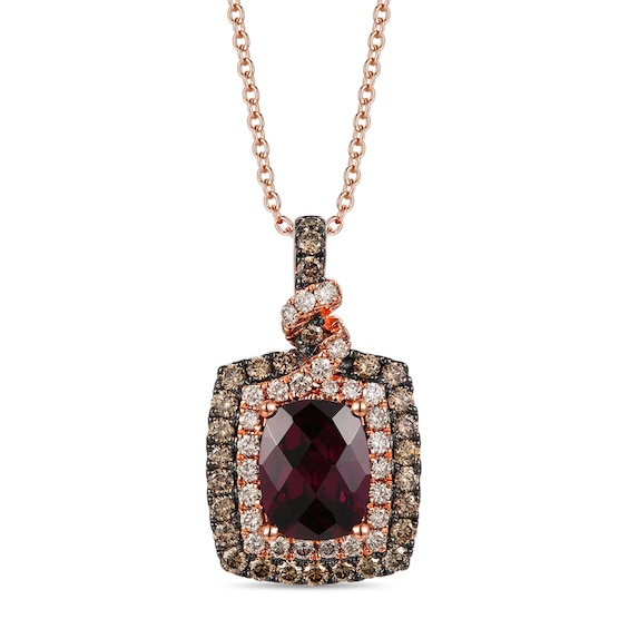 Le Vian Rhodolite Necklace 7/8 ct tw Diamonds 14K Strawberry Gold 18"
