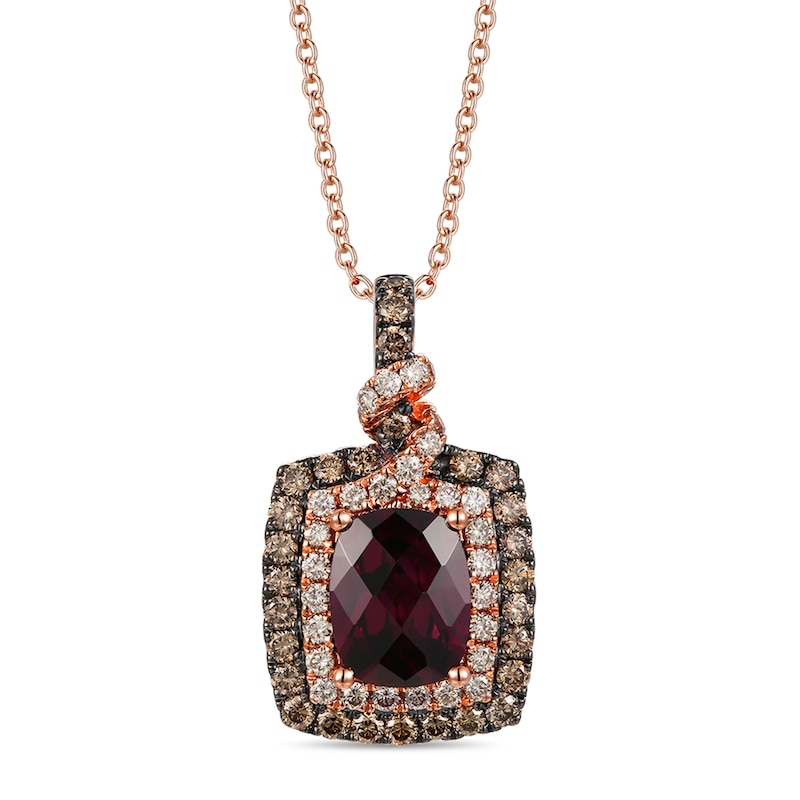Main Image 1 of Le Vian Rhodolite Necklace 7/8 ct tw Diamonds 14K Strawberry Gold 18&quot;