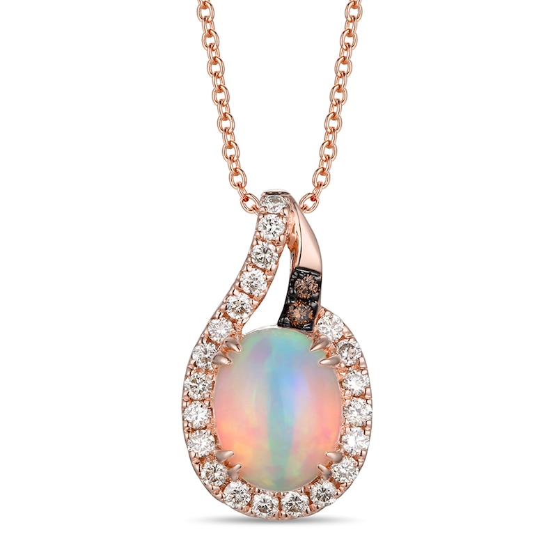 Main Image 1 of Le Vian Opal Necklace 1/4 ct tw Diamonds 14K Strawberry Gold 18&quot;