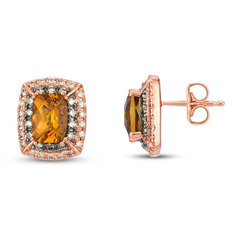 Main Image 1 of Le Vian Citrine Earrings 1/2 ct tw Diamonds 14K Strawberry Gold