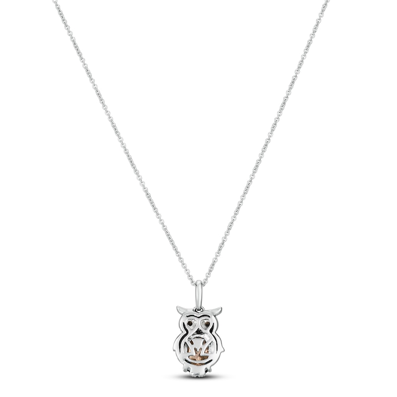 Le Vian Quartz Owl Necklace 1/15 ct tw Diamonds 14K Vanilla Gold 18"