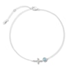 Thumbnail Image 1 of Swiss Blue Topaz & White Lab-Created Sapphire Cross Anklet Sterling Silver 11&quot; Adjustable