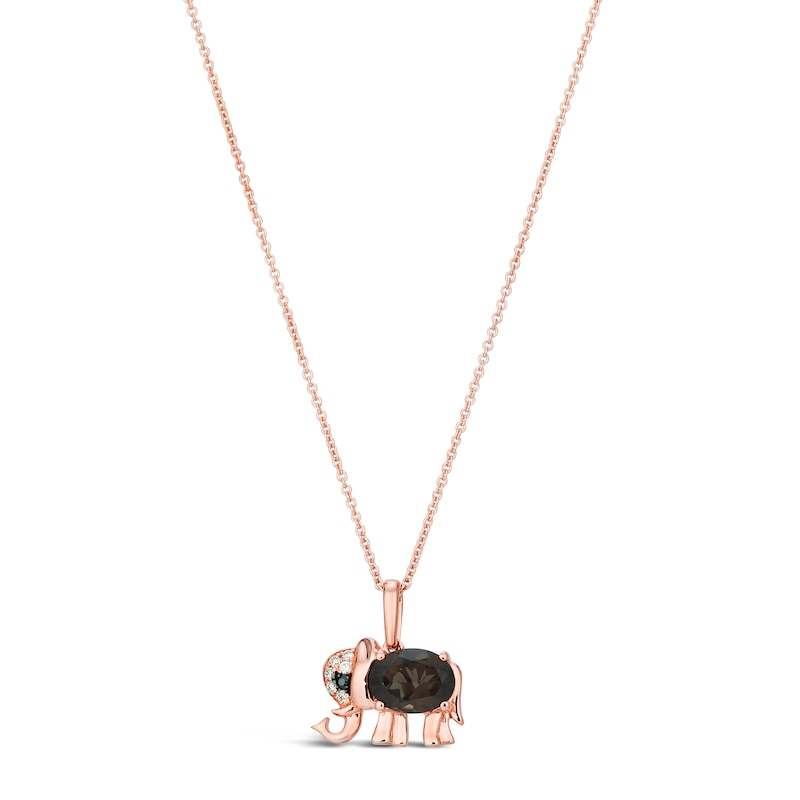Le Vian Quartz & Diamond Elephant Necklace 14K Strawberry Gold 18"
