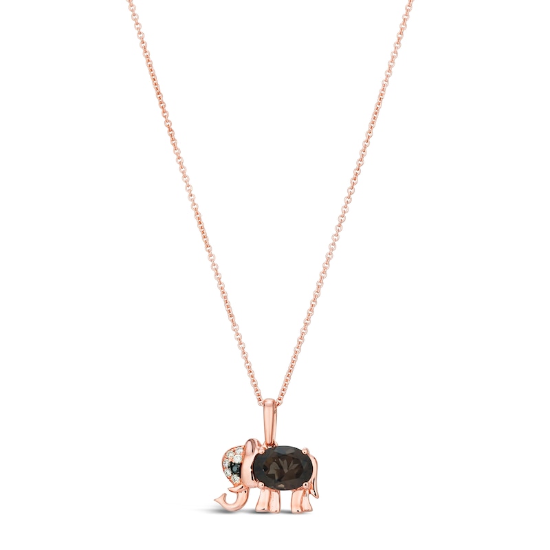 Main Image 1 of Le Vian Quartz & Diamond Elephant Necklace 14K Strawberry Gold 18&quot;