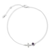 Thumbnail Image 0 of Amethyst & White Lab-Created Sapphire Cross Anklet Sterling Silver 11" Adjustable