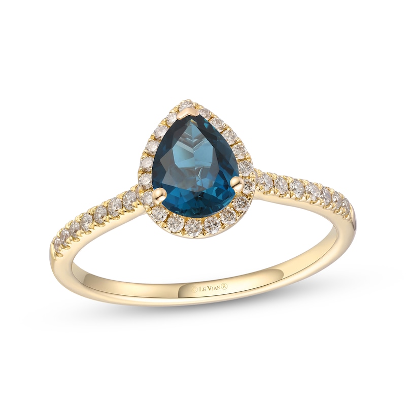 Le Vian Blue Topaz & Diamond Ring 1/3 ct tw 14K Honey Gold