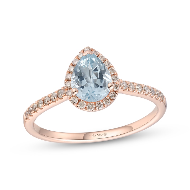 Le Vian Aquamarine Ring 1/3 ct tw Diamonds 14K Strawberry Gold