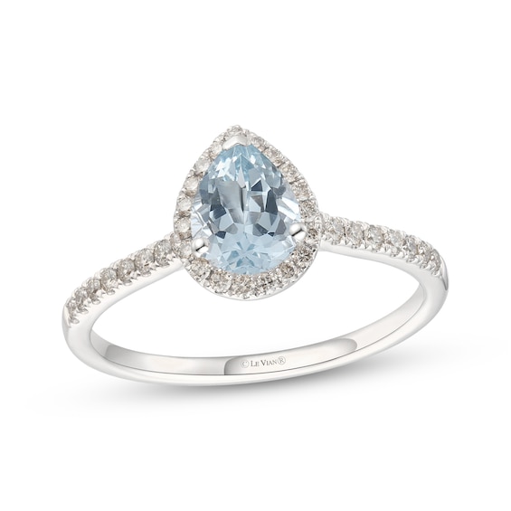 Le Vian Aquamarine Ring 1/3 ct tw Diamonds 14K Vanilla Gold