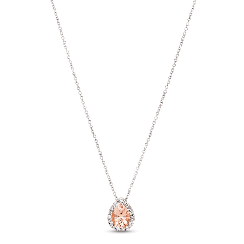 Le Vian Morganite & Diamond Necklace 1/8 ct tw 14K Vanilla Gold 18"