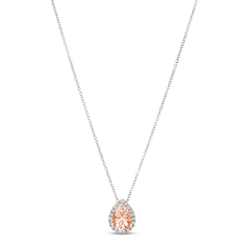Main Image 1 of Le Vian Morganite & Diamond Necklace 1/8 ct tw 14K Vanilla Gold 18&quot;