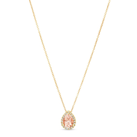 Le Vian Morganite & Diamond Necklace 1/8 ct tw 14K Honey Gold 18"