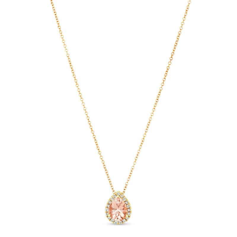 Le Vian Morganite & Diamond Necklace 1/8 ct tw 14K Honey Gold 18"